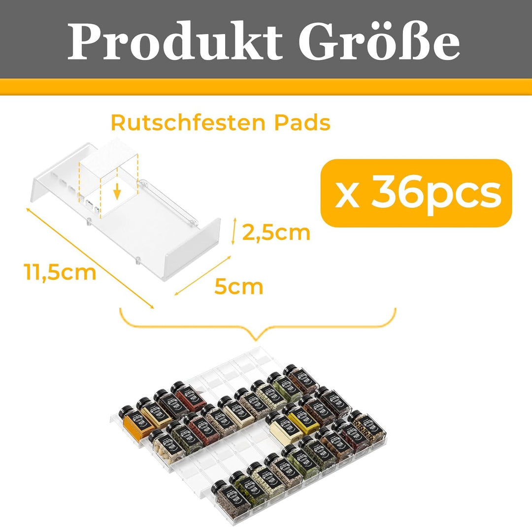 Famhap Gewürz Organizer Schublade, 36 Stück Patchworkable Gewürzregal Schublade, Küchen Organizer sc
