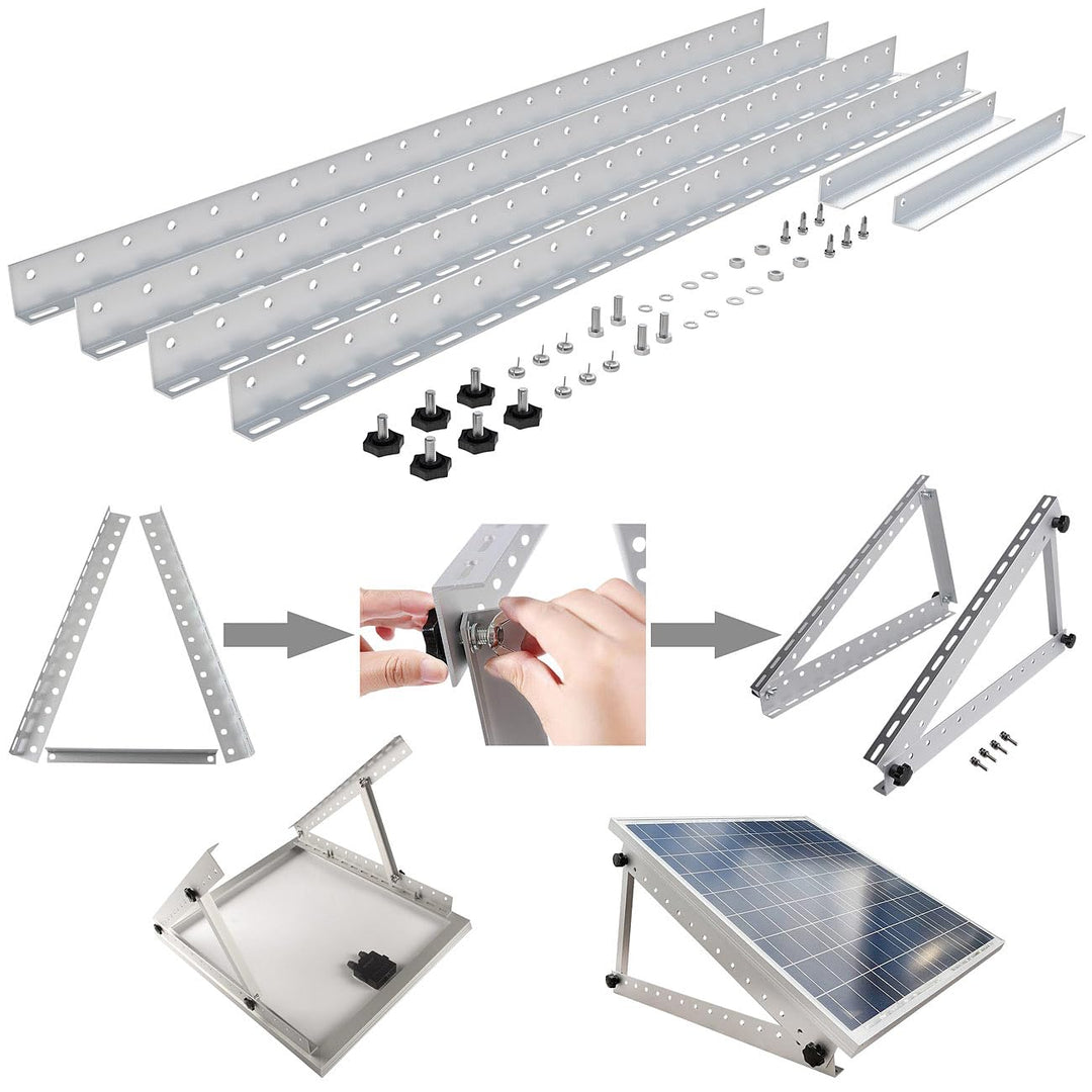 revolt Solar Wandhalterung: 2er-Set Verstellbare Aluminium-Solarpanel-Halterung, 48" / 118 cm (Balko