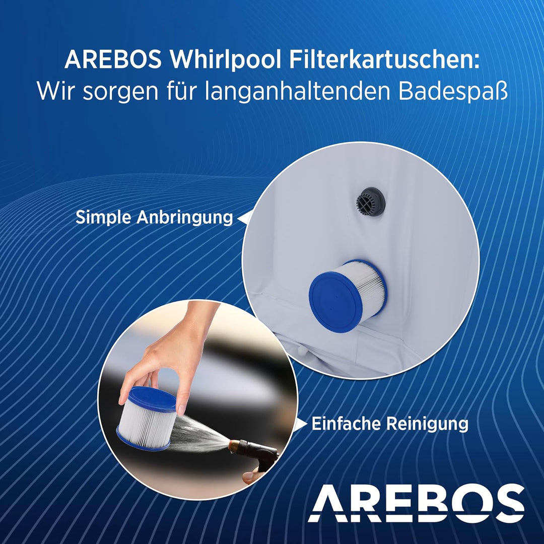 Arebos Filterkartusche Spa Whirlpool | Poolfilter kompatibel Spa Pools | Ersatz Filter aufblasbare P