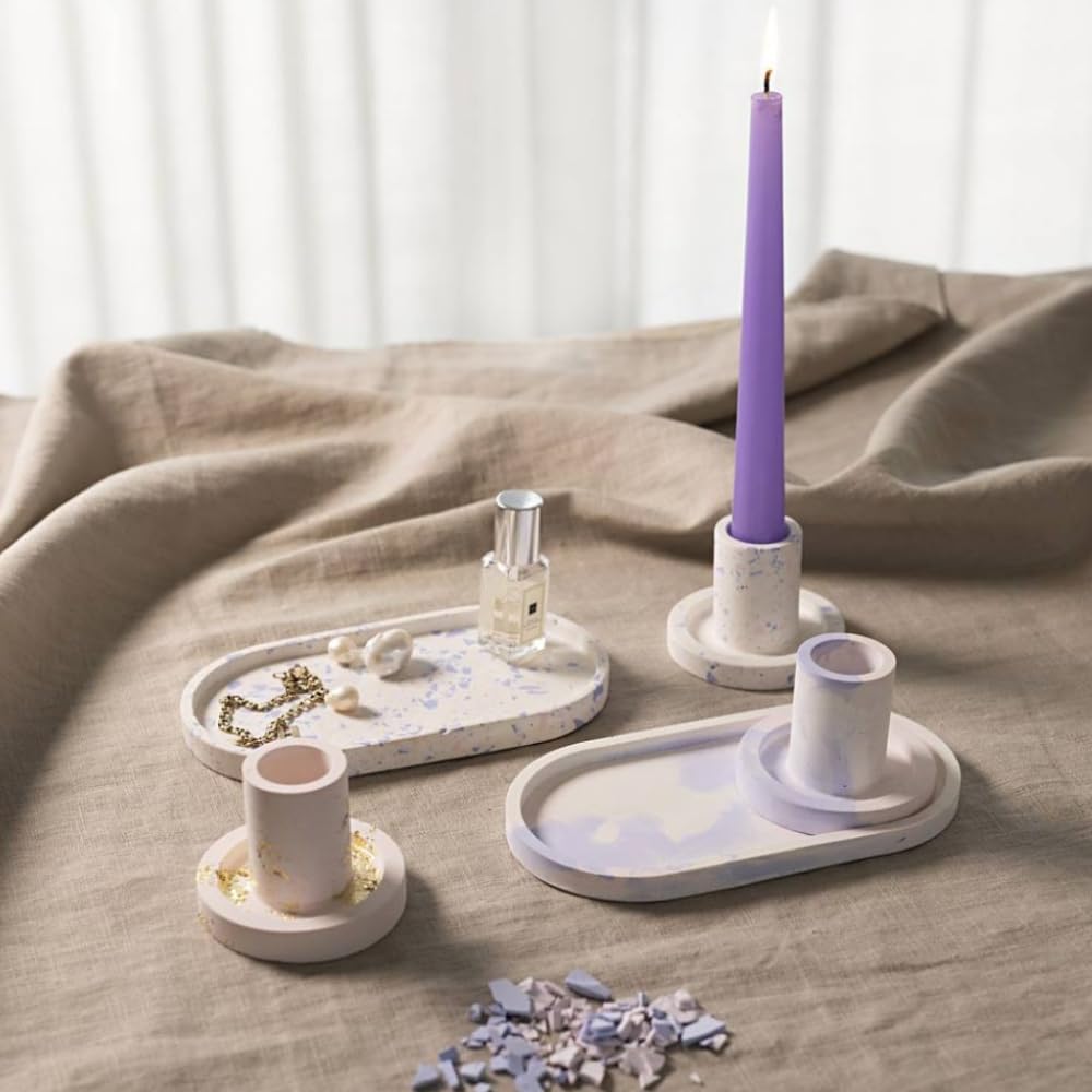 Creativ Starter Bastelset Resin Casting, blau, hellrosa, weiss, 3 Kerzenhalter und 2 Tabletts, 1 Pac