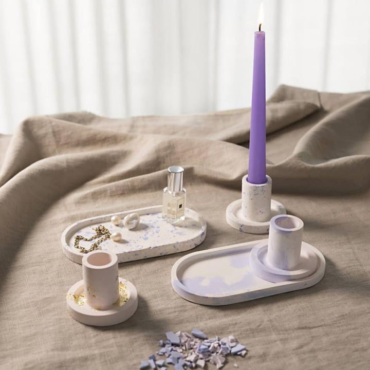 Creativ Starter Bastelset Resin Casting, blau, hellrosa, weiss, 3 Kerzenhalter und 2 Tabletts, 1 Pac