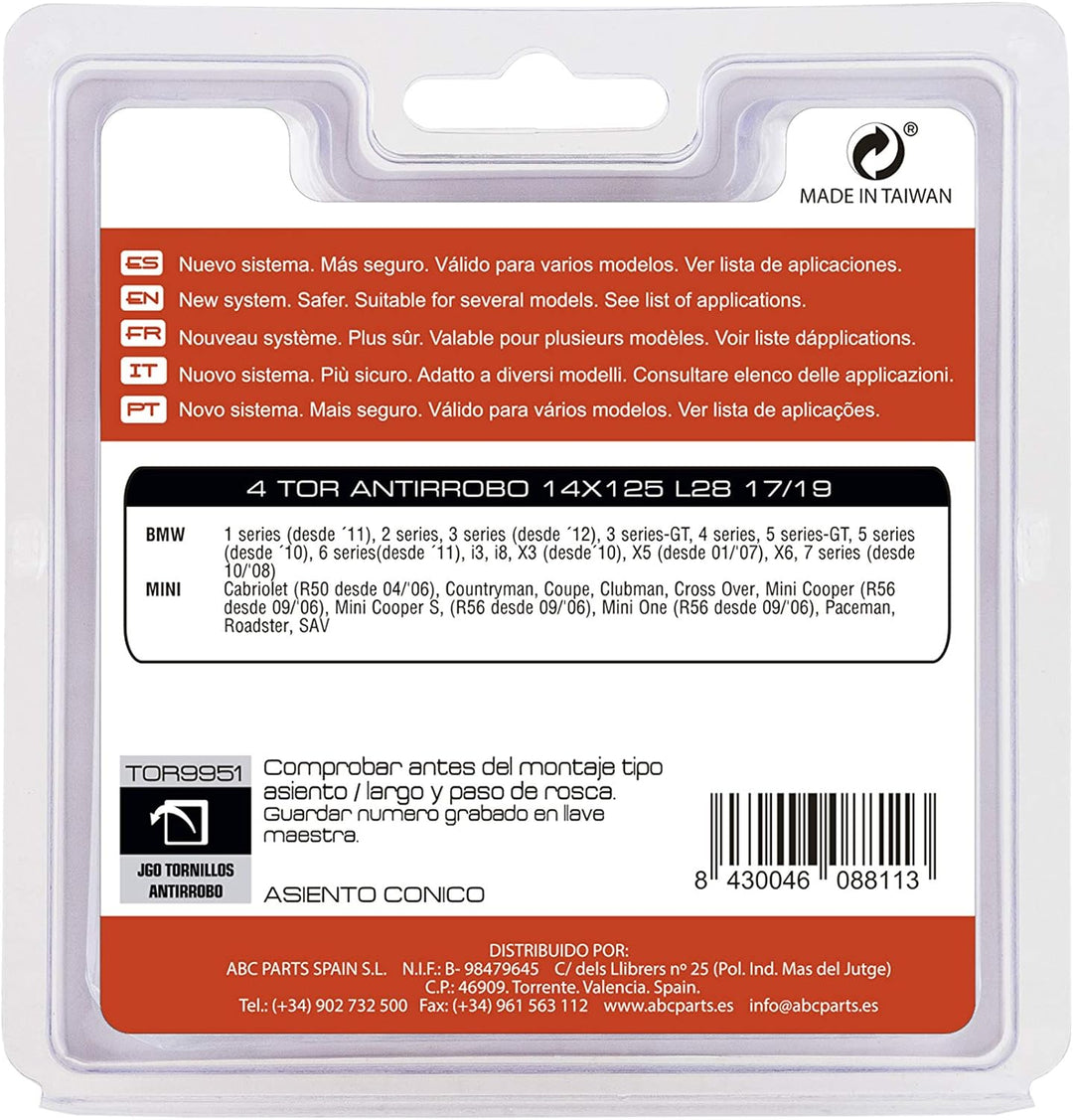 Bc Corona TOR9951 Diebstahlsicherte Radschrauben, 4er-Set.