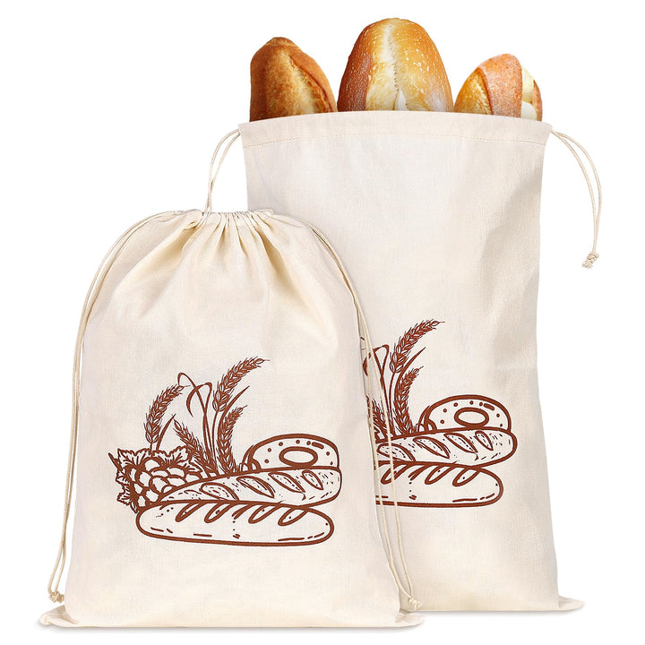 2 Stück 43 * 32,5cm Brotbeutel mit Bienenwachstuch Innenfutter Wiederverwendbare Brottüten Brot Obst