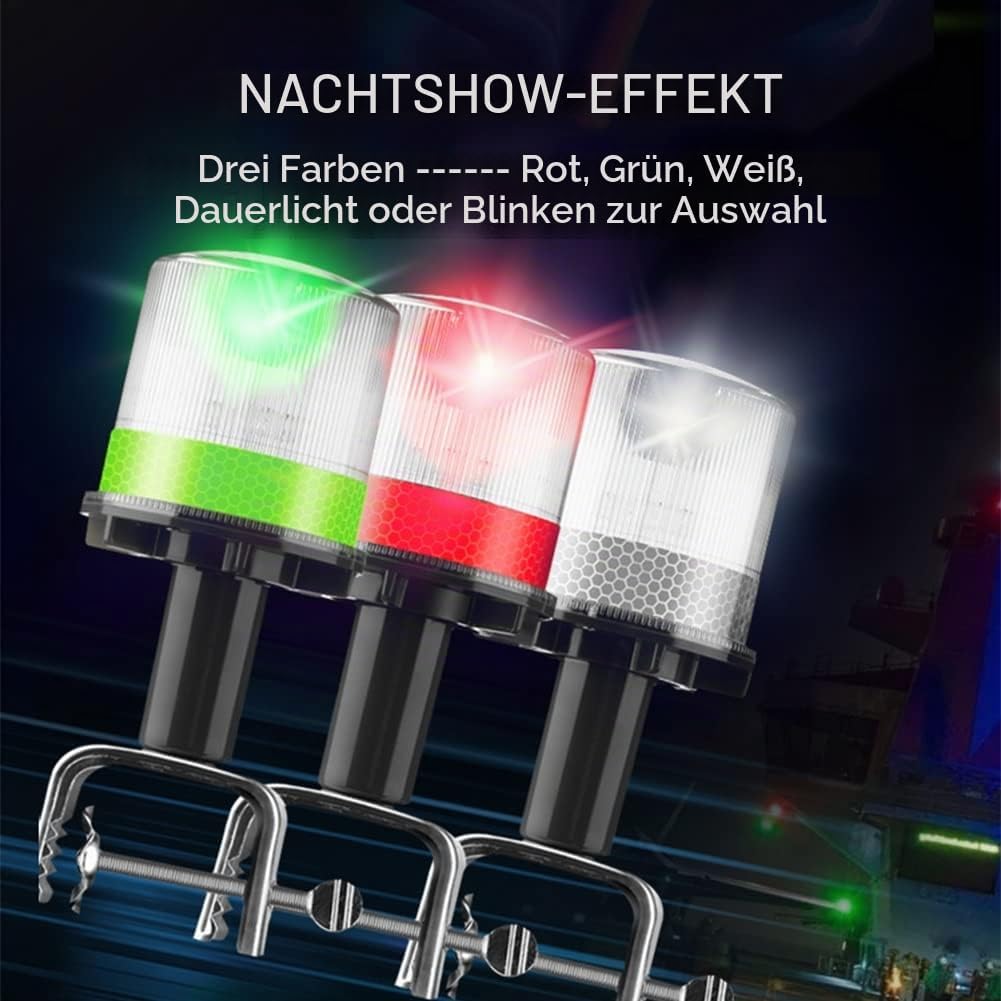 Solare Signalleuchten, LED Boot Navigationslichter mit Solarlichtquelle, IP65 Wasserdichtes Design f