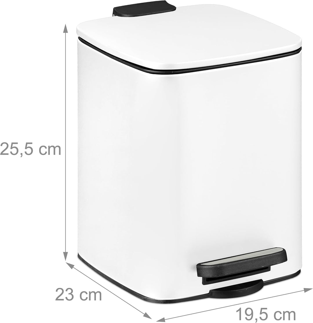 Relaxdays Kosmetikeimer, 6 Liter, Absenkautomatik, entnehmbarer Inneneimer, Metall, Bad Mülleimer mi