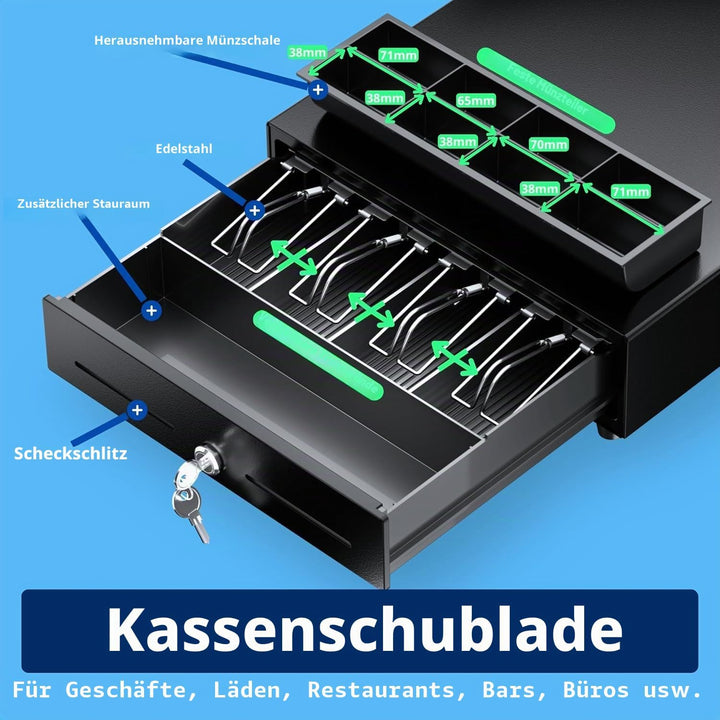 Mini-Registrierkassenschublade, klein, manuelles Öffnen durch Drücken der Frontplatte und des Schlüs