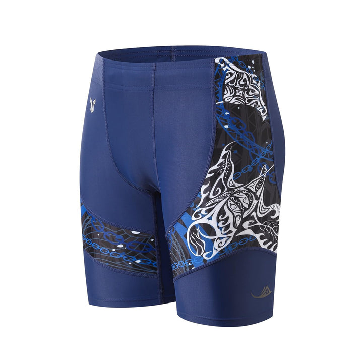 HUGE SPORTS Herren Splice Schwimmhose Kompression Jammer Lang Wilde Serie S Teufelsfische, S Teufels