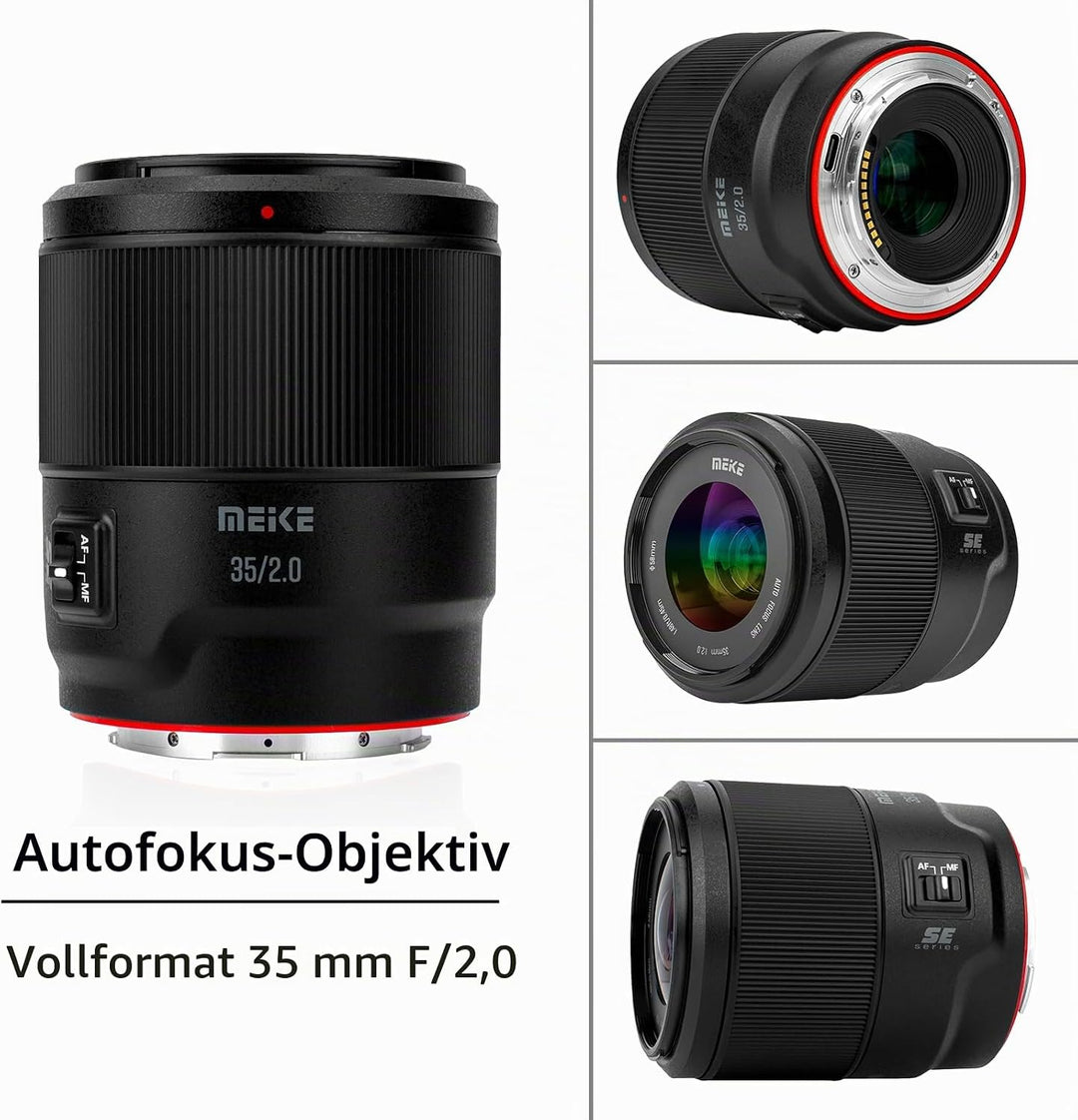Meike 35mm F2.0 Vollformat-AF-STM-Objektiv (Schrittmotor) mit grosser Blendenöffnung, Autofokus und