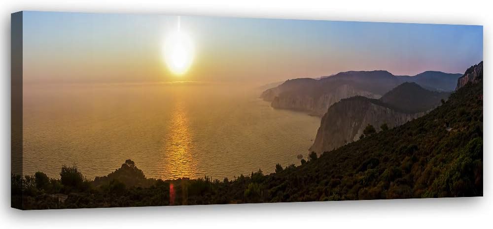 Feeby Wandbild Landschaft Druckbild Leinwandbild Sonne Braun 120x40 cm Leinwandbild 120x40 cm Braun_