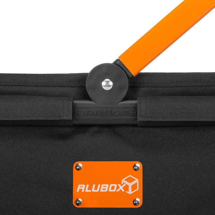 ALUBOX Einkaufskorb 25 Liter BLACK EDITION - Polyester schwarz, Rahmen Aluminium orange