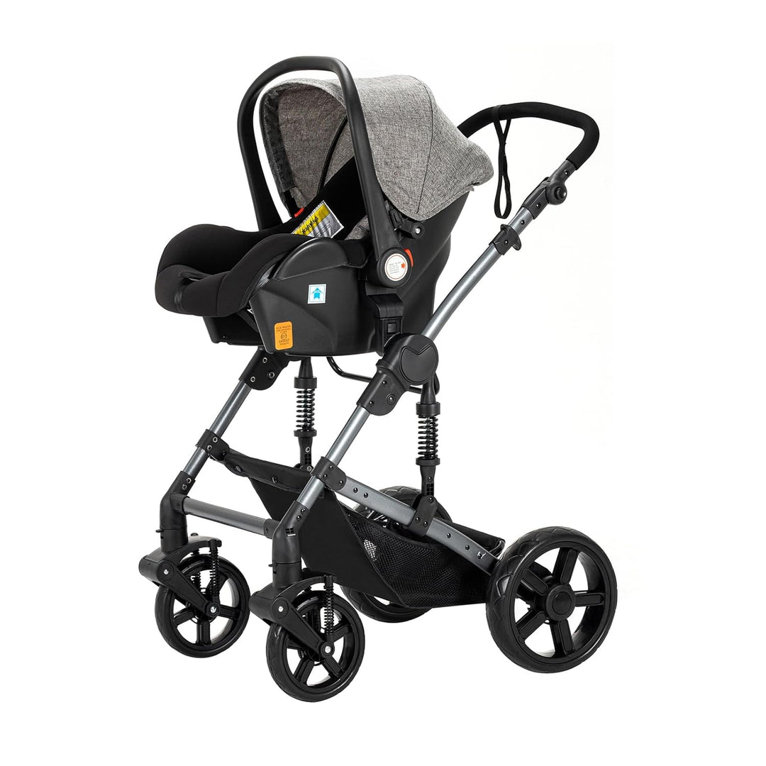 NADDLILY Kinderwagen 3 in 1, Buggy mit Umkehrbarem Zwei-Wege-Schub, Kinderwagen mit Faltbarem Tragba