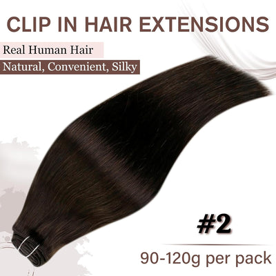 Hetto Braun Clip in Extensions Echthaar Remy Extensions Clip in Echthaar Dunkelstes Braun Extensions