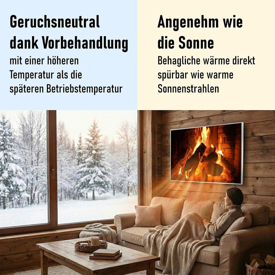 STEINFELD Bild Infrarotheizung mit Thermostat | Made in Germany | viele Motive 350-1200 Watt Rahmen