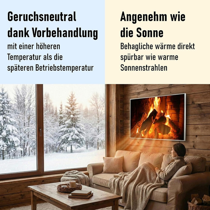 STEINFELD Bild Infrarotheizung mit Thermostat | Made in Germany | viele Motive 350-1200 Watt Rahmen