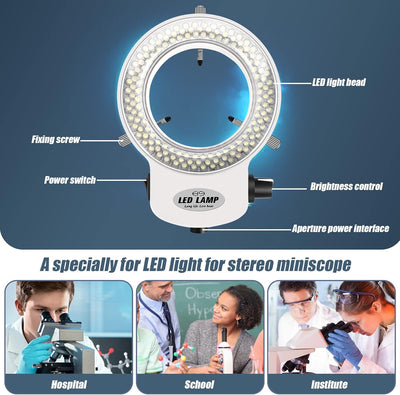 Gokelomg 144LEDs Ringlicht Ringleuchte Fuer Mikroskop Microscope Lampe Licht 6000K 0-100% Einstellba