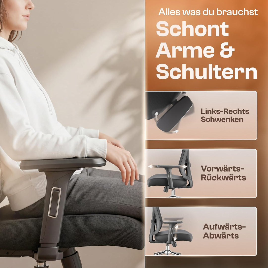 LUTIVO Alpha Bürostuhl ergonomisch [ORIGINAL] Schreibtischstuhl ergonomisch mit 11 Komfort-Einstellu