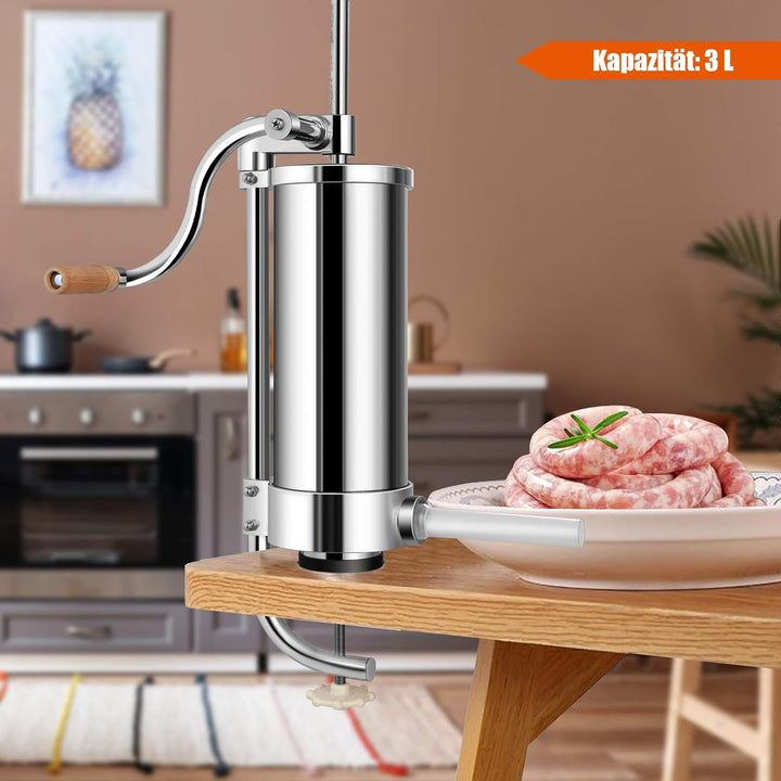 GOPLUS Wurstfüller aus Edelstahl, Wurstfüllmaschine Wurstmaschine Manuell, Wurstpress mit 4 verschie