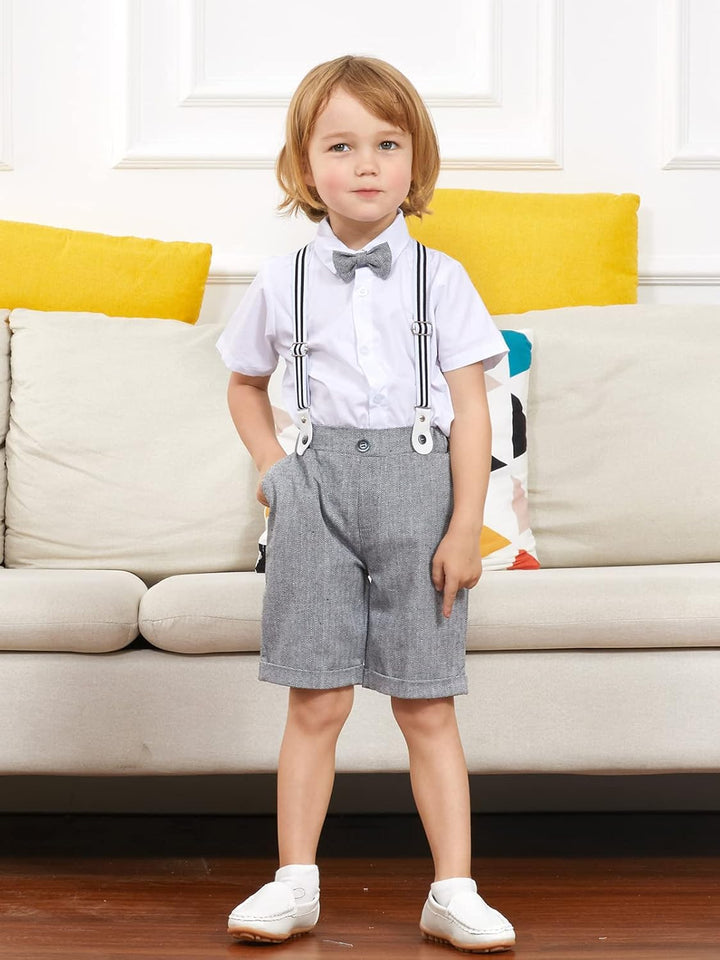 mintgreen Baby Junge Anzüge 2PCS Ostern Outfit Gentleman Hemd Hosen Satz mit Fliege Hosenträger 3-18