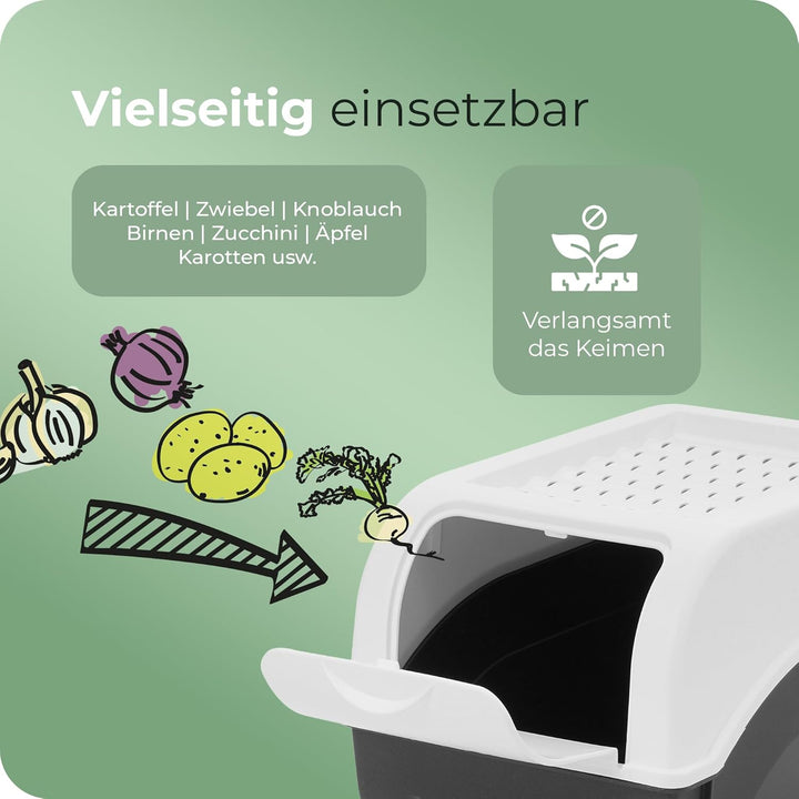 Novaliv Kartoffel Aufbewahrungsboxen Set | 3,5L + 5L + 9L | Weiss | Kartoffelboxen | Gemüseboxen sta