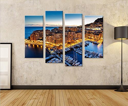 islandburner Bild Bilder auf Leinwand Monaco V2 Montecarlo Hafen Yachthafen 4er XXL Poster Leinwandb