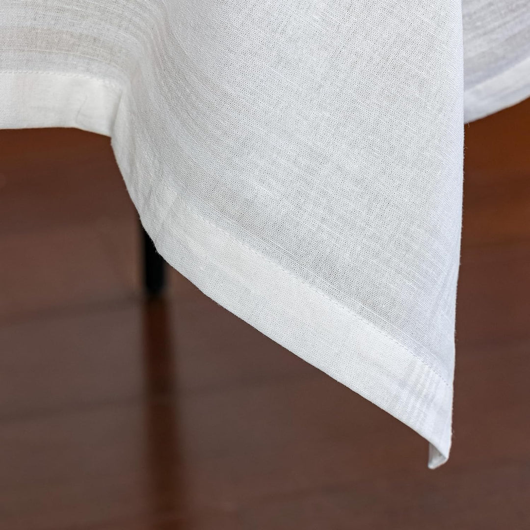 linendo Jacquard-Tischdecke aus Leinen und Baumwolle, 81,3 x 81,3 cm, weiss, klein, quadratisch, sta