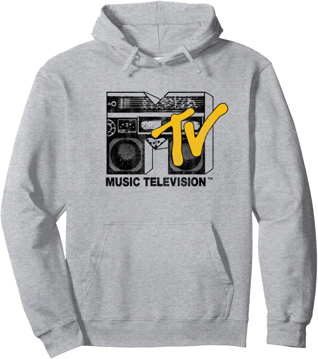 MTV Logo 80's Style Black And White Boombox V2 Pullover Hoodie