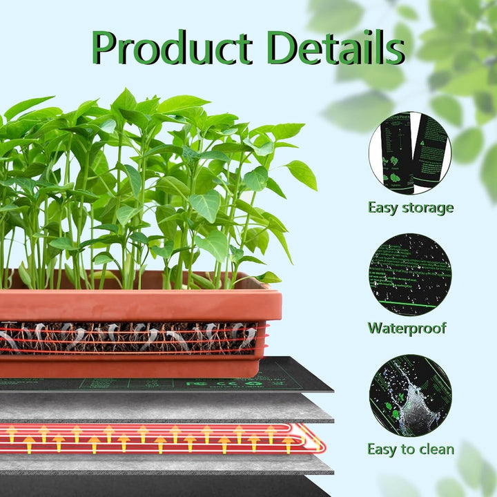 Heizmatte Pflanzen mit Thermostat, Wärmematte für Sämling Germination und Haustier, Heizkissen Amphi