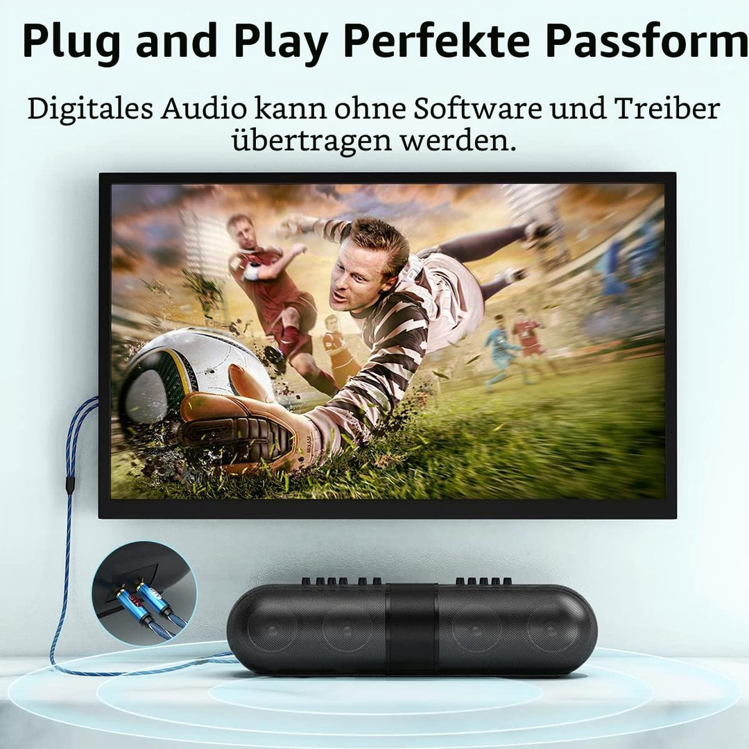 EMK Cinch Kabel 2RCA zu 2 Cinch Stecker RCA Doppelkanäle Stereo kabel (8 m) | R&amp;L Stecker Nylon gefl