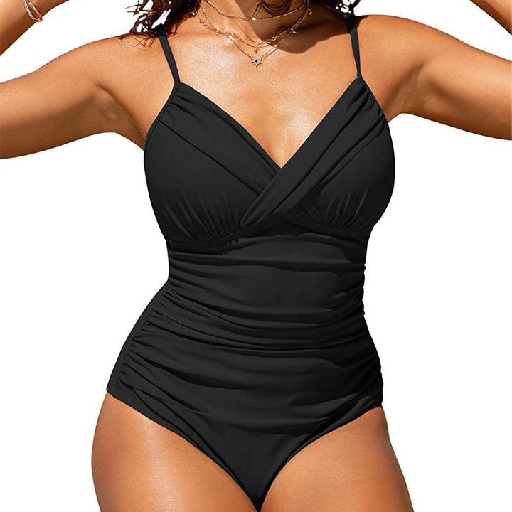 SUGSHYN Badeanzug Damen Sexy V Ausschnitt Schwimmanzug Bauchweg Bademode Push Up Swimming Suits Wome