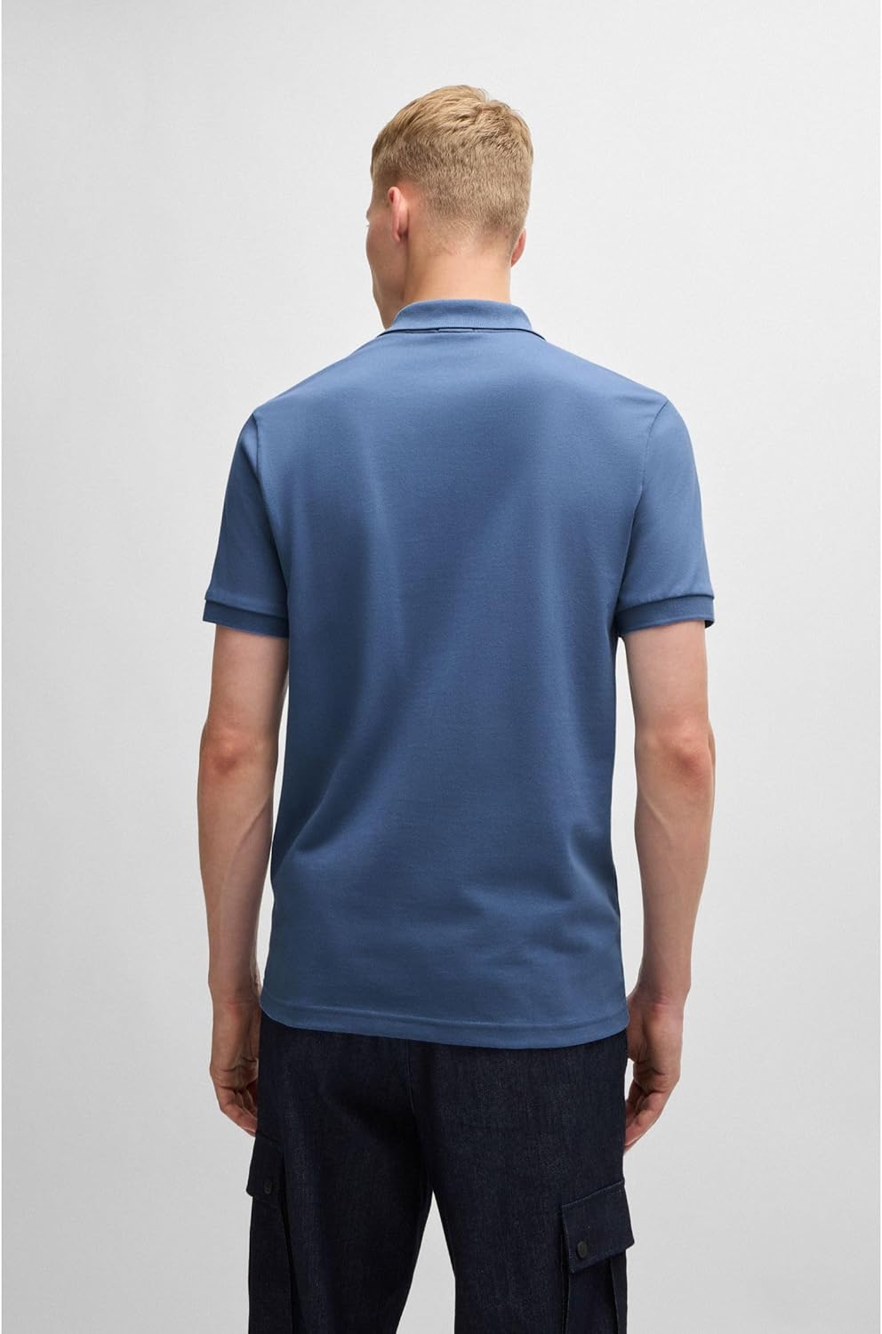 BOSS Herren Passenger Slim-Fit Poloshirt aus Stretch-Baumwolle mit Logo-Aufnäher S Blau489, S Blau48