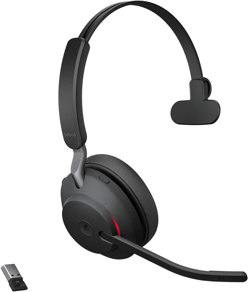 Jabra Evolve2 65 Wireless PC Headset – Noise Cancelling Microsoft Teams Certified Mono Headphones Wi