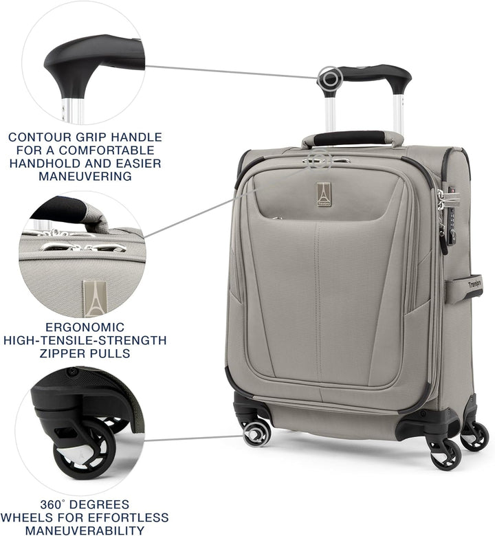 Travelpro Maxlite 5-Softside Erweiterbares Spinnrad Gepäck, champagnerfarben, Carry-on 19-Inch, Maxl