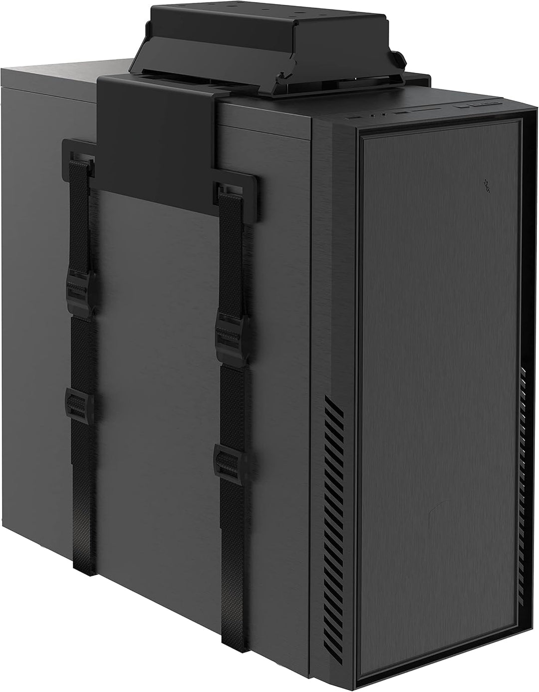boho office® Computer-Halter, PC Halterung mit Gurtsystem zur Montage unterhalb der Tischplatte, fle