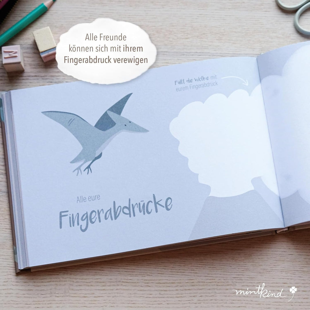 mintkind® „Meine Freunde“ Freundebuch Dino | für Junge und Mädchen | Freundschaftsbuch Kindergarten,