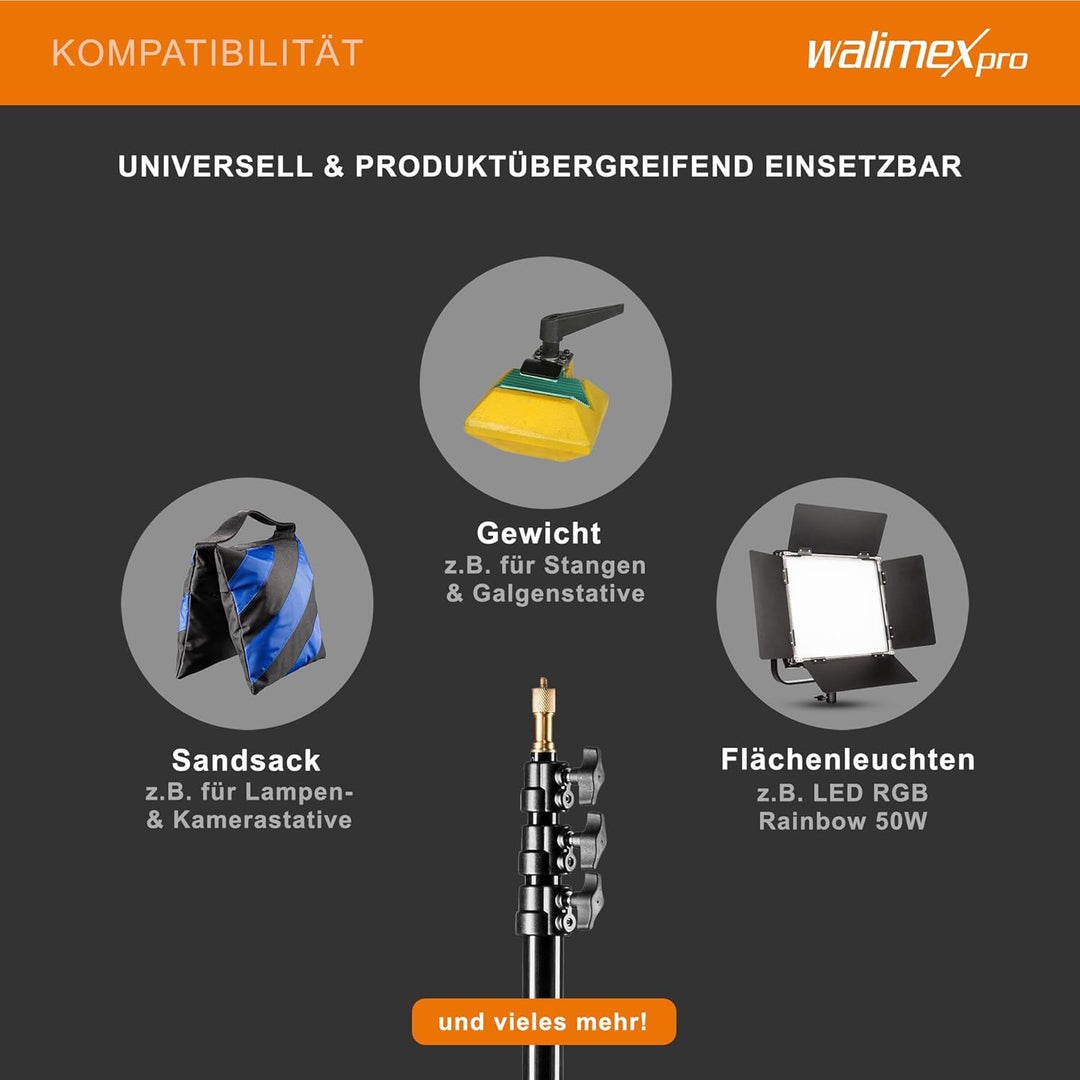 Walimex pro GN-806 Lampenstativ 215cm - klappbares kompaktes Lichtstativ aus Aluminium, Höhe 57-215