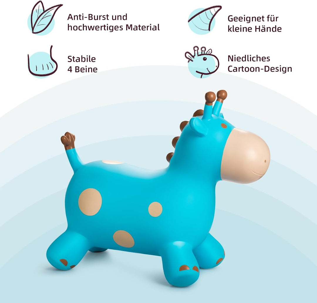 U&C Planet Hüpftier Giraffe Animal Hopper Blue Giraffe Hopper aus hochwertigem PVC 100 KG Belastung,