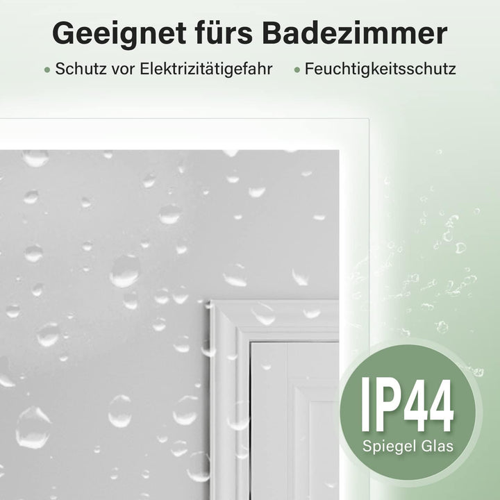 Badspiegel mit Beleuchtung 60 x 50cm WandSchalter Lichtspiegel Horizontale und vertikale Aufhängung