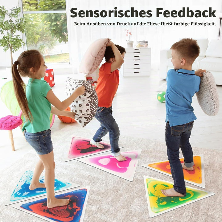Art3d 6 Stück Flüssige Bodenfliesen Bunte Flüssigkeitsfusion sensorische Fliesen Senroy Tanzspielmat