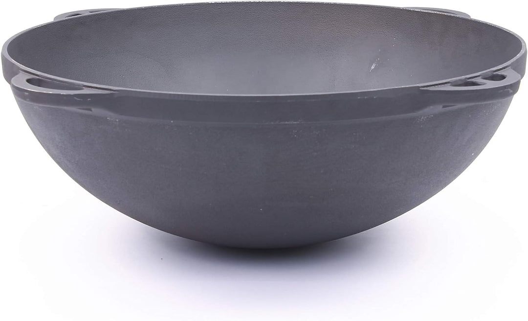 SYTON Gusseisen Kessel Bräter Schmortopf Wok Gulaschkessel Asiatische Kasan Kazan (8 Liter mit Decke