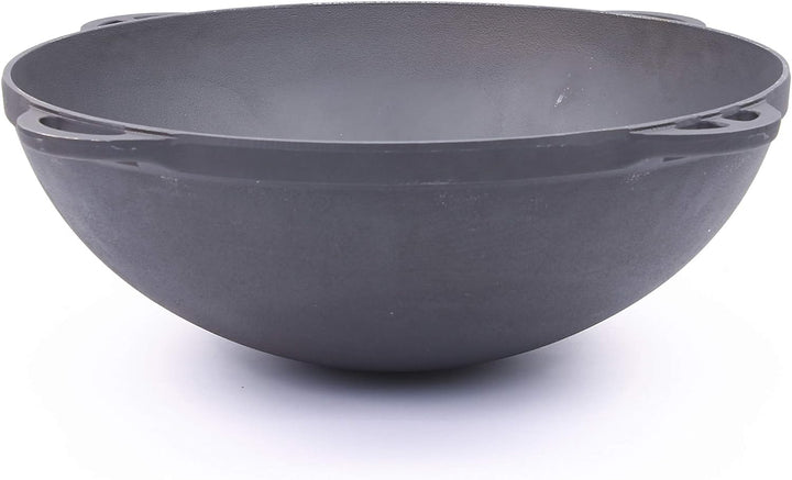 SYTON Gusseisen Kessel Bräter Schmortopf Wok Gulaschkessel Asiatische Kasan Kazan (8 Liter mit Decke