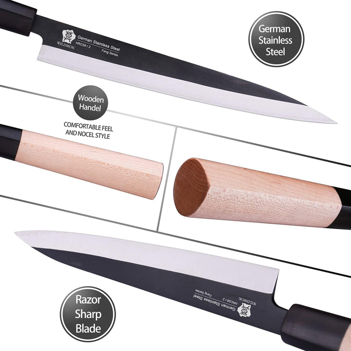 WILDMOK Sashimi-Messer 25,5 cm – Perfektes Yanagiba-Messer zum Schneiden von Sushi, Filetieren und Z