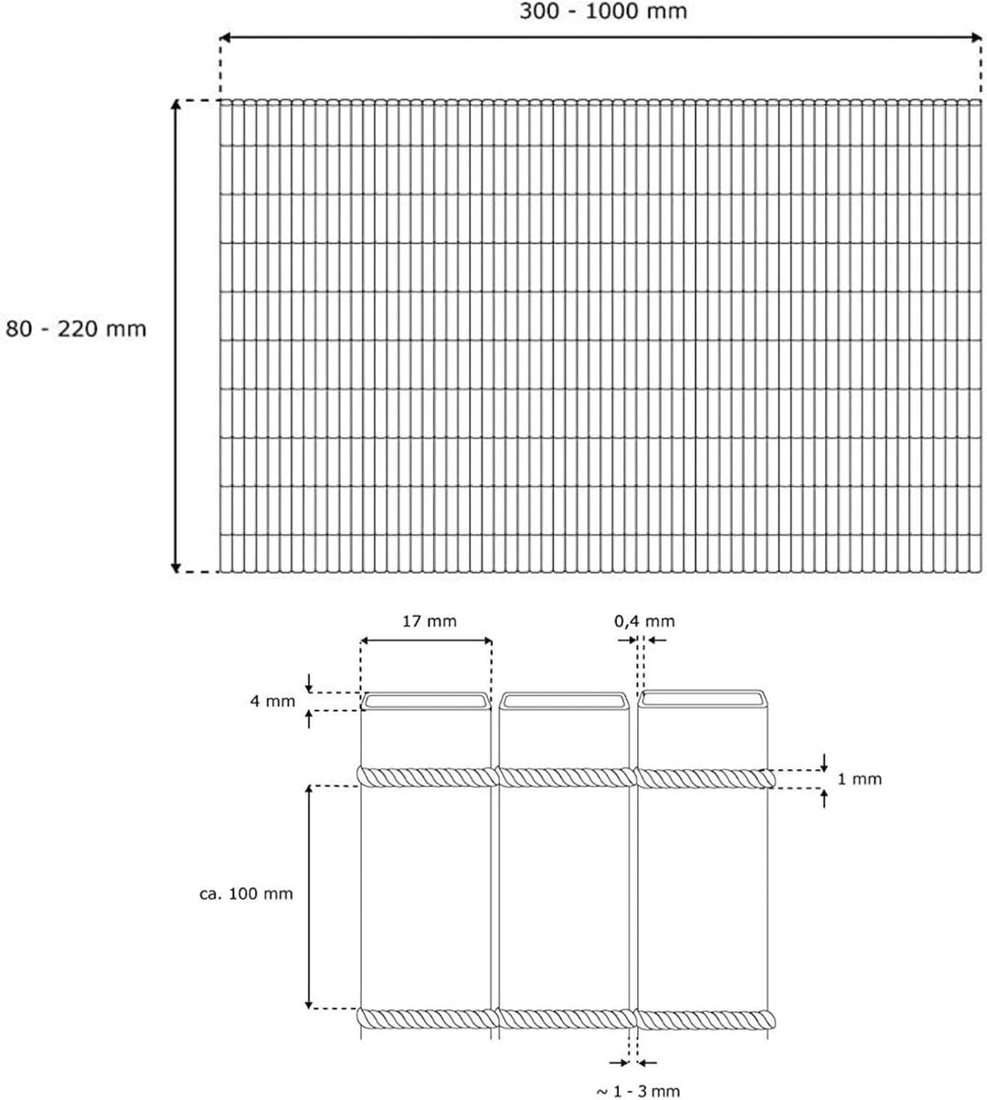Premium PVC Sichtschutzmatte - grün - 80 x 1000 cm (2-teilig) - Zaunsichtschutz, Sichtschutzzaun, Ba