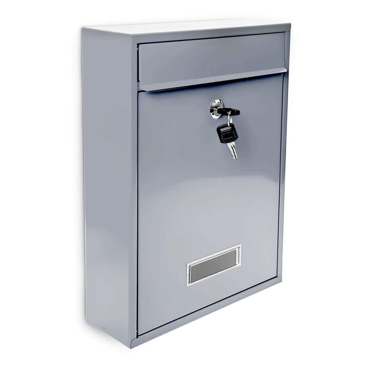 Design Briefkasten Metall Silber 26,5 x 35 x 8,5 cm, Silber