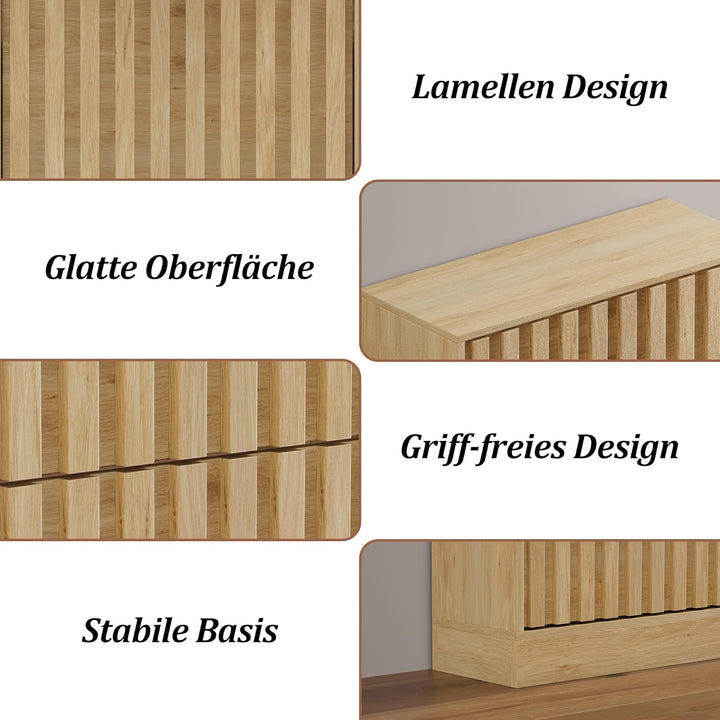 UEV Schuhschrank mit 3 Klappen, Schuhkipper Schuhkommode Schuhregal schmal für Flur mit Kippschutz/G