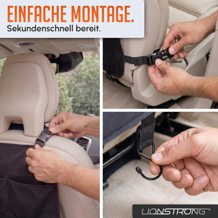 LIONSTRONG® Auto Organizer Kinder Rücksitz schwarz [WASSERDICHT] - Rückenlehnenschutz Auto Kinder un
