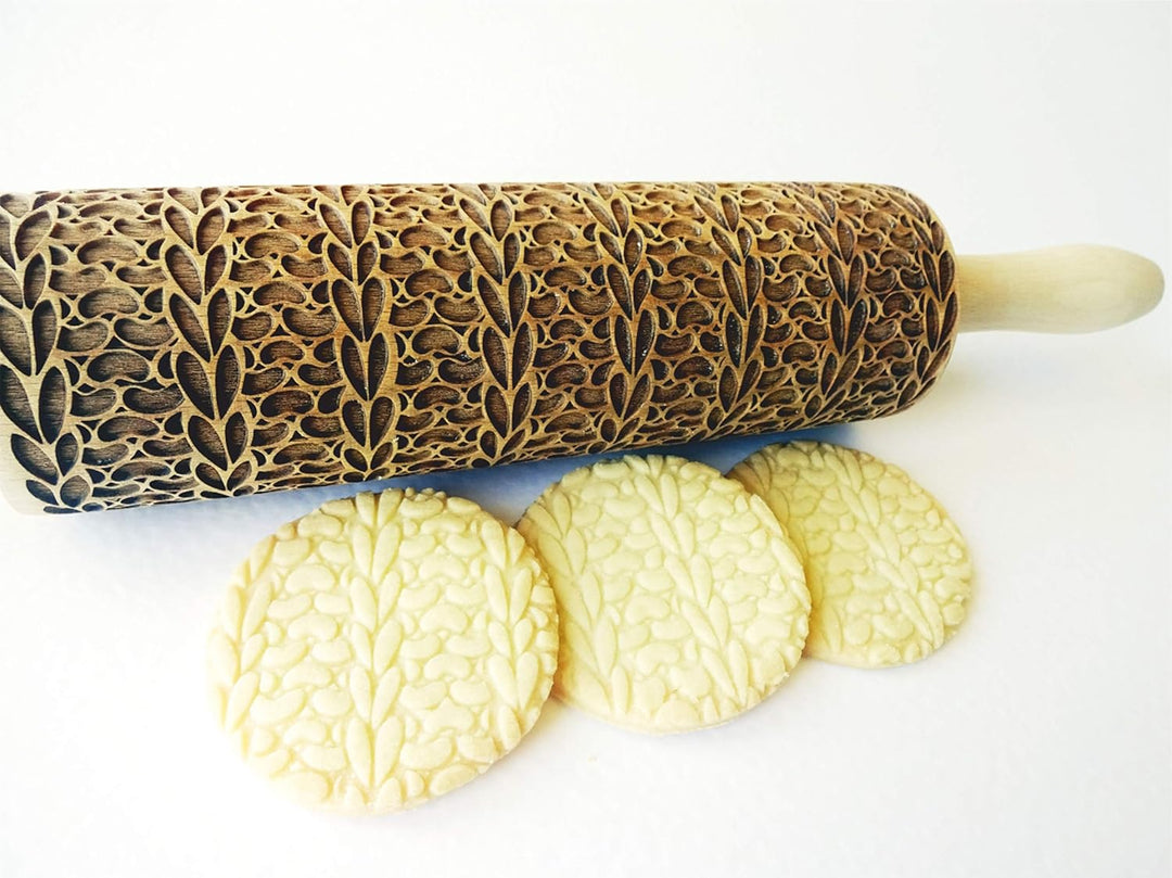 STRICKEN Prägung Nudelholz für Hausgemachtes Gebäck. Teigroller mit liebe für DIY Küche, Plätzchen.