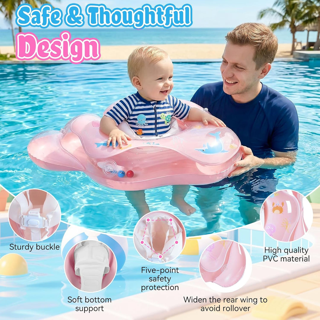 Baby Schwimmring mit Sonnendach UPF50+ Schwimmring Baby mit Sonnendach mit 1*Luftpumpe & 2*Flickzeug