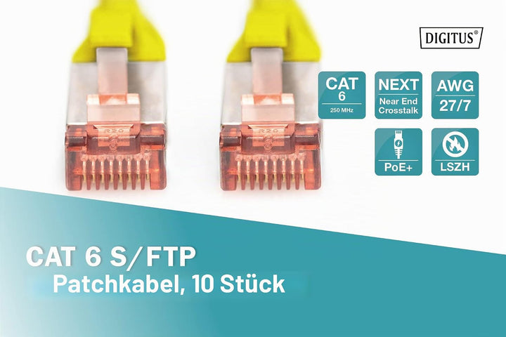 DIGITUS LAN Kabel Cat 6 - 5m - 10 Stück - RJ45 Netzwerkkabel - S/FTP Geschirmt - Kompatibel zu Cat 6