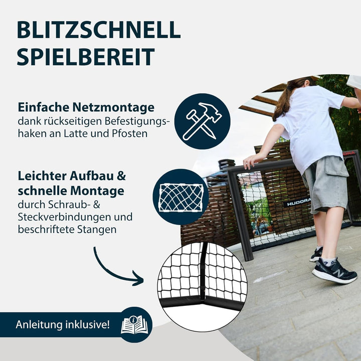HUDORA Fussballtor Advanced – Outdoor Fussballtor mit robustem Stahlrahmen und wetterfestem Netz – s