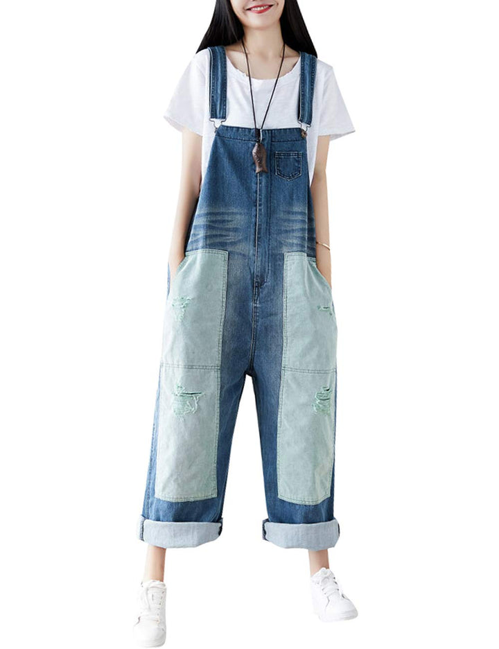 Youlee Damen Strappy Overalls Beiläufig Overall Baumwolle Latzhose Einheitsgrösse Stil 2 Blau, Einhe
